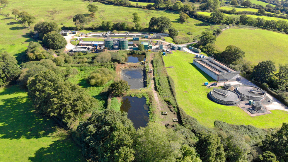 Aerial view of Shaftesbury water recycling centre