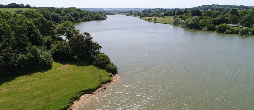 Sutton Bingham Reservoir from an aerial view